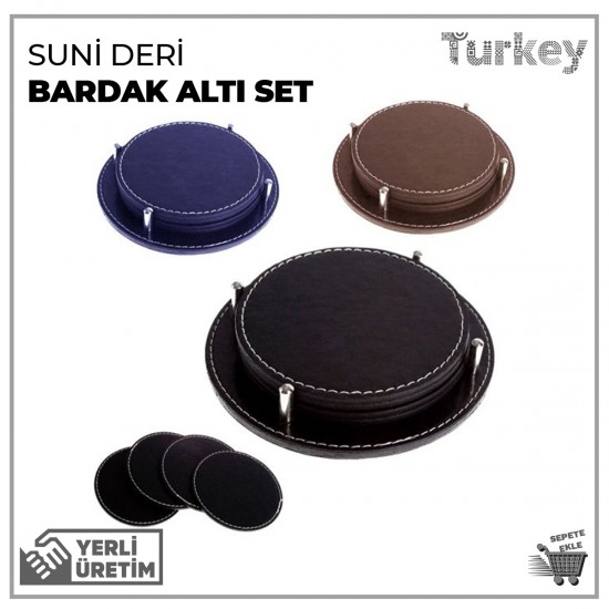 Suni Deri Bardak Altı Set